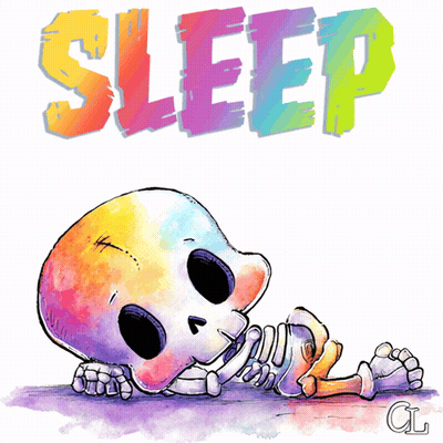 Skeleton Laying Down Saying Sleep GIF