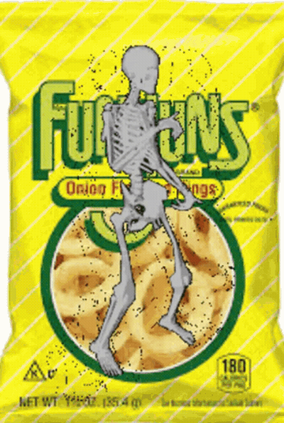 Skeleton On Onion Ring Bag GIF