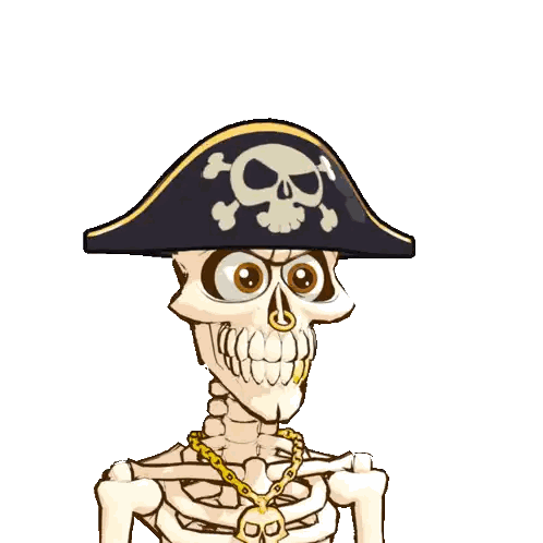 Skeleton Pirate Holding Hooks Sticker