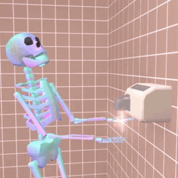 Skeleton Playing On Hand Drier