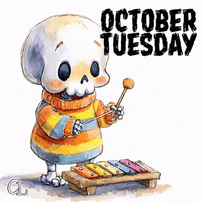 Skeleton Playing Xylophone October Tuesday