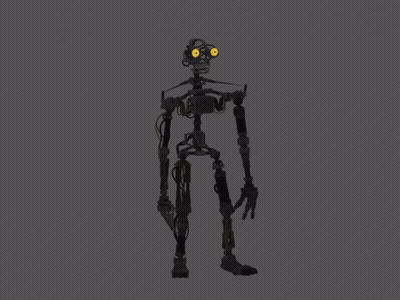 Skeleton Robot With Yellow Eyes GIF