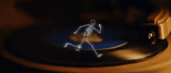 Skeleton Running On Platinum Disc GIF