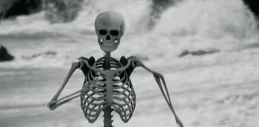 Skeleton Running Stumbled Down Seashore GIF