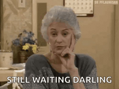 Skeleton Sitting At Table Saying Why Am I Sitting Here Like Still Waiting GIF