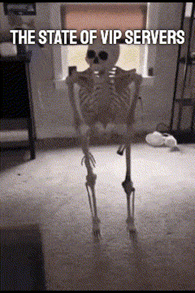 Skeleton Sitting By Window With VIP Servers GIF