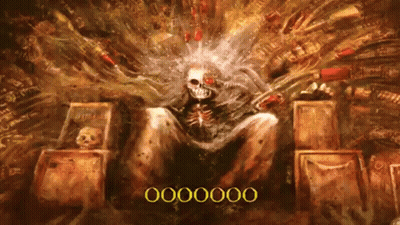 Skeleton Sitting On Throne With Skull GIF