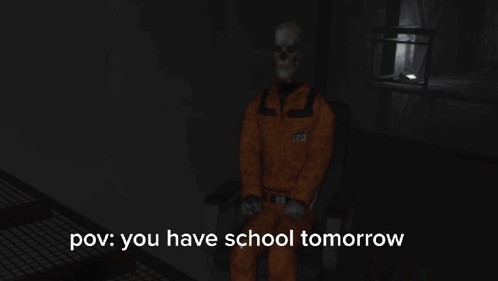 Skeleton Sitting With You Have School Tomorrow GIF