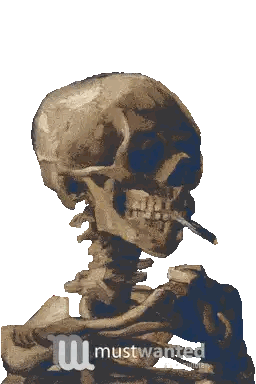 Skeleton Smoking Cigarette Must Wanted Sticker