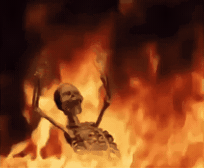 Skeleton Standing By Fire Saying Good Morning GIF