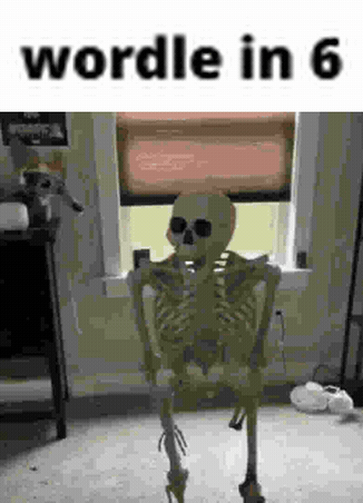 Skeleton Standing By Window Wordle In 6 GIF