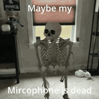Skeleton Standing In Front Of Window With Maybe My Microphone Is Dead GIF