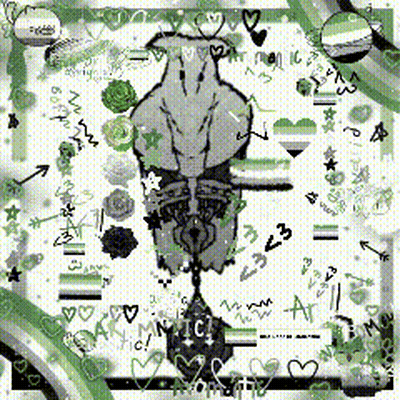 Skeleton Surrounded By Green Hearts And Arrows GIF