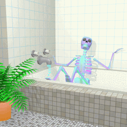 Skeleton Taking Bath