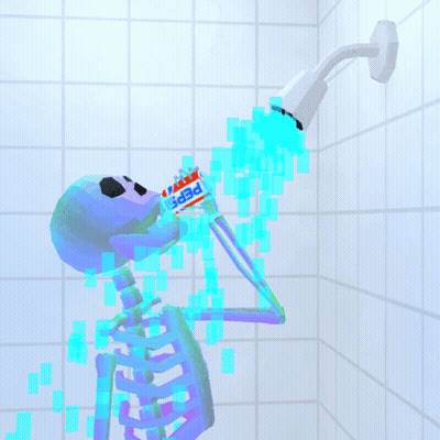 Skeleton Taking Shower With Pepsi GIF