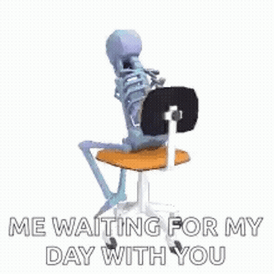 Skeleton Waiting In Office Chair With You GIF