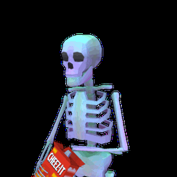 Skeleton Waiting While Eating Chips
