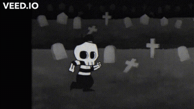 Skeleton Walking Through Cemetery Veed.io GIF