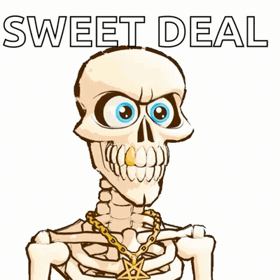 Skeleton Wearing Gold Chain With Star Sweet Deal GIF