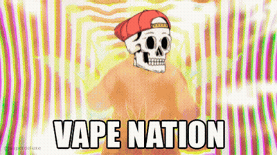 Skeleton Wearing Hat Vape Nation GIF
