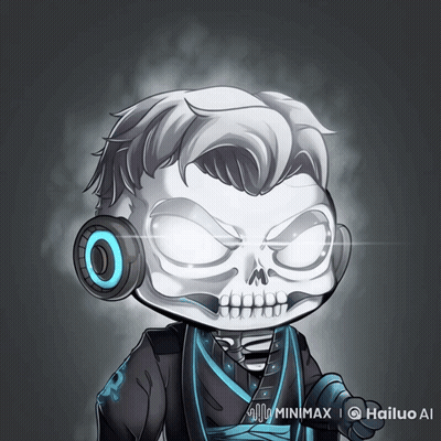 Skeleton Wearing Headphones And Blue Shirt GIF