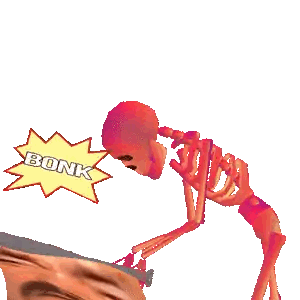 Skeleton With Bonk On Face Sticker