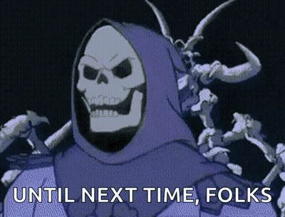 Skeleton With Horns Saying Until Next Time GIF