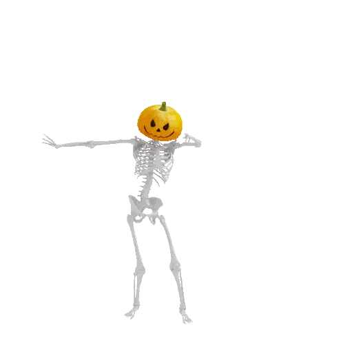 Skeleton With Pumpkin Head Sticker
