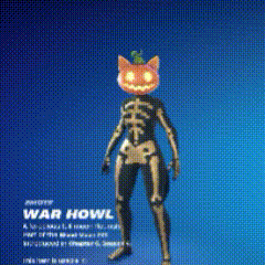 Skeleton With Pumpkin Head On Blue Background GIF