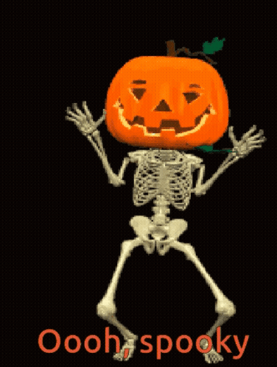 Skeleton With Pumpkin Head Oooh Spooky GIF