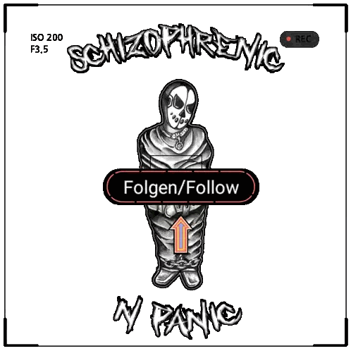Skeleton With Schizophrenic And Panic Text Sticker