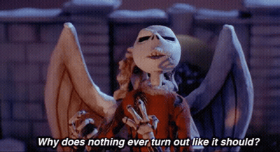 Skeleton With Wings Saying Why Does Nothing Ever Turn Out Like It Should GIF