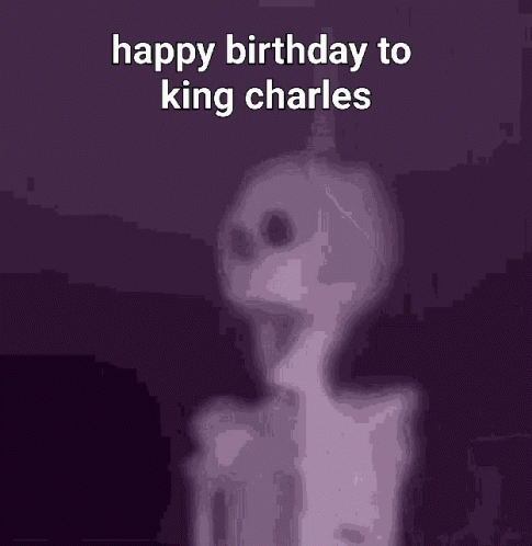 Skeleton With Words Happy Birthday To King Charles GIF