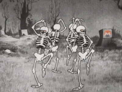Skeletons Dancing In Field GIF