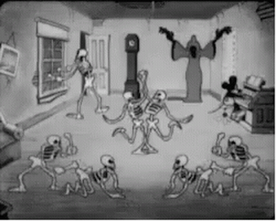 Skeletons Dancing In Living Room GIF