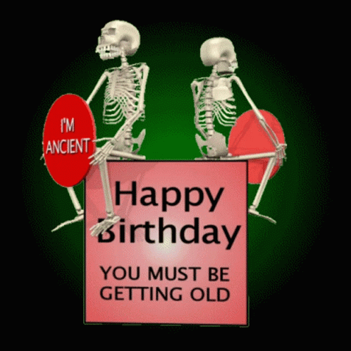Skeletons Holding Birthday Signs GIF