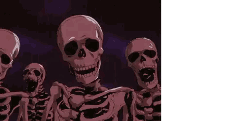 Skeletons Standing In Dark Room Sticker