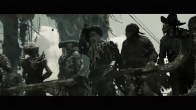 Skeletons Standing On A Ship GIF
