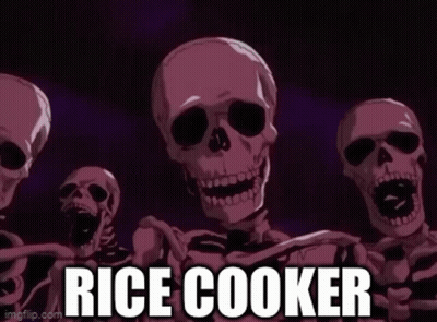 Skeletons Standing Together Saying Rice Cooker GIF