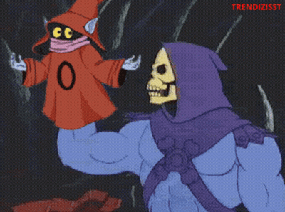 Skeletor And Orko Standing Together GIF