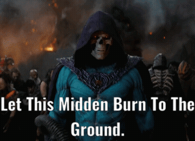 Skeletor In Front Of Crowd Saying Let This Hidden Burn To The Ground GIF