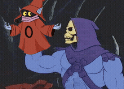 Skeletor Standing Next To Wizard GIF
