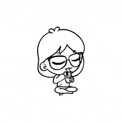 Sketch Black And White Woman Eating Noodles GIF
