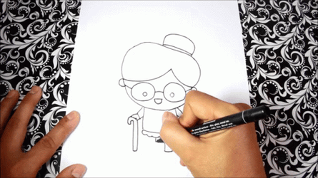 Sketch Of An Old Lady GIF