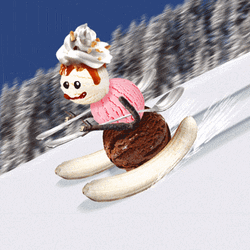 Ski Using Banana Nut And Spoons GIF