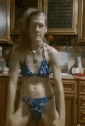 Skinny Crackhead Dancing In Bikini GIF