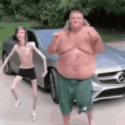 Skinny Gaunt Guy Dances With Fat Man GIF