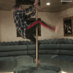 Skinny Girl Try Pole Dancing GIF
