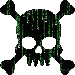 Skull And Crossbones Surrounded By Matrix Pattern Sticker