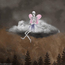Skull Fairy Sitting On A Cloud  GIF